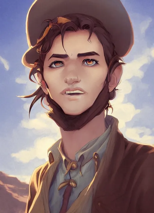 Prompt: beautiful portrait commission of a male furry anthro timber wolf eyes wearing old-timey Sherriff's clothes in an old-timey desert town. Atmospheric. Character design by charlie bowater, ross tran, artgerm, and makoto shinkai, detailed, inked, western comic book art