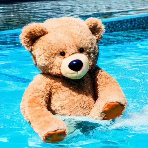 Image similar to teddy bear playing in a pool