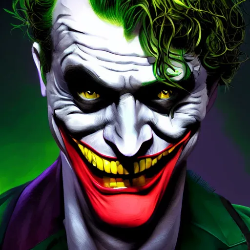 Prompt: the joker as batman, digital painting, amazing detail, artstation, cgsociety