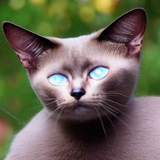 Image similar to crossbreed of an abyssian cat and a siamese cat, photo