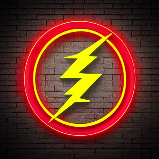 Image similar to the flash logo in glowing red and yellow neon