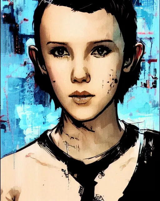 Image similar to short hair millie bobby brown by yoji shinkawa