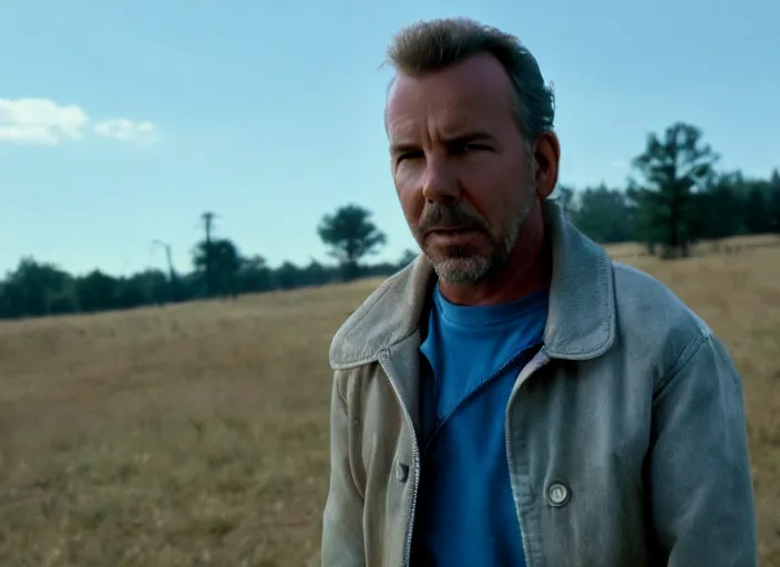 Prompt: film still of kevin costner in stranger things, 8 k