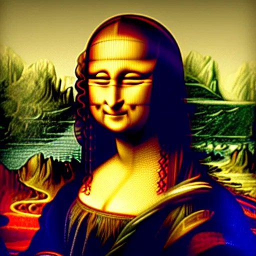 Image similar to mona lisa psychedelic video feedback