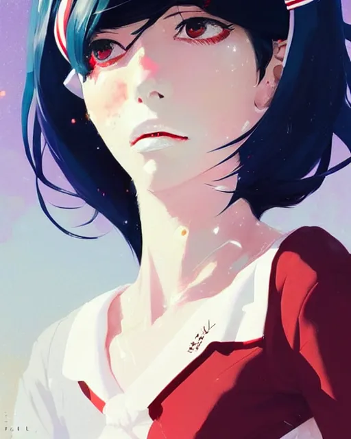 Prompt: a ultradetailed beautiful panting of a stylish woman wearing a sailor uniform, she has black hair, by conrad roset, greg rutkowski and makoto shinkai, trending on artstation