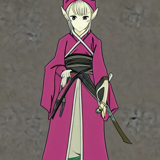 Image similar to Elf Samurai girl, anime style