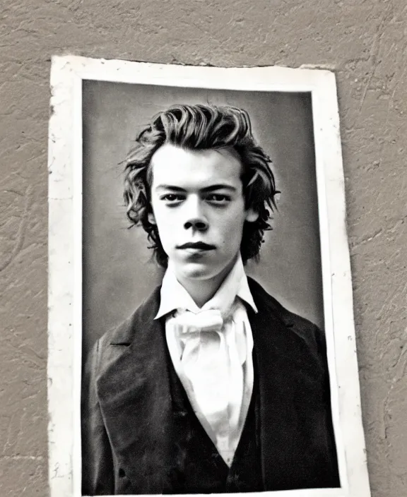Image similar to vintage portrait of harry styles 1 8 0 0 s, los angeles