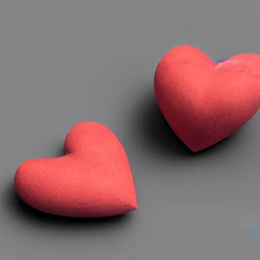 Image similar to 3d render of a badly formed red putty heart shape in the middle of a gray sheet of paper