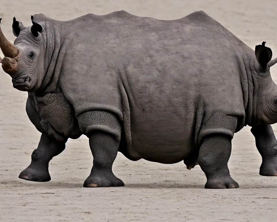 Image similar to A mix between a rhino and a walrus