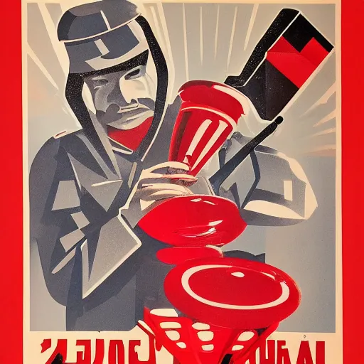 Prompt: soviet propaganda poster with rubies macro rendered photo