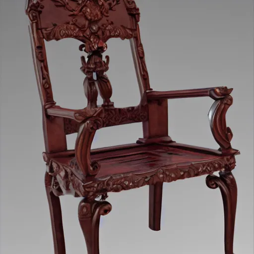 Prompt: minimalistic baroque chair, product photo, highly detailed