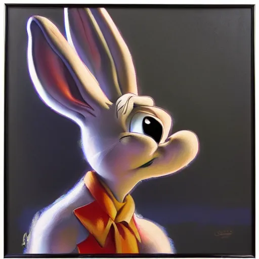 Prompt: an oil painting of bugs bunny by craig mullins ; anatomically correct