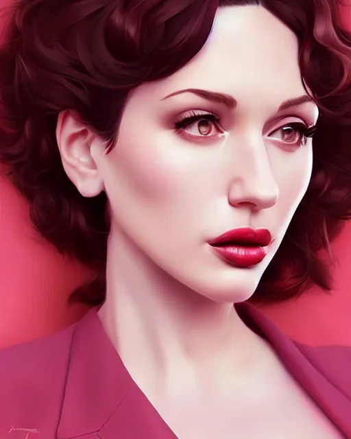 Image similar to a beautiful gina gershon christina hendricks kat dennings dolly parton instagram model by wlop and ilya kuvshinov and artgerm, symmetrical eyes, aesthetic, gorgeous, stunning, alluring, attractive, artstation, deviantart, pinterest, digital art