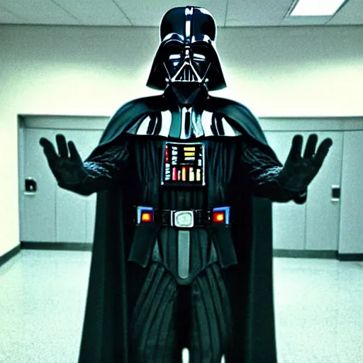 Image similar to “realistic photo of Darth Vader as school principal”