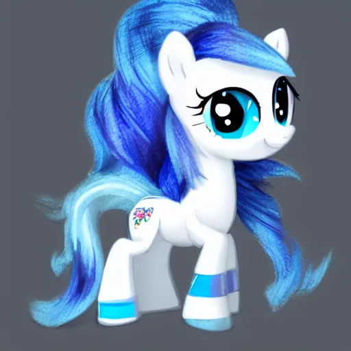 Image similar to a blue little pony with white hair, a picture by an gyeon, featured on derpibooru, booru, superflat