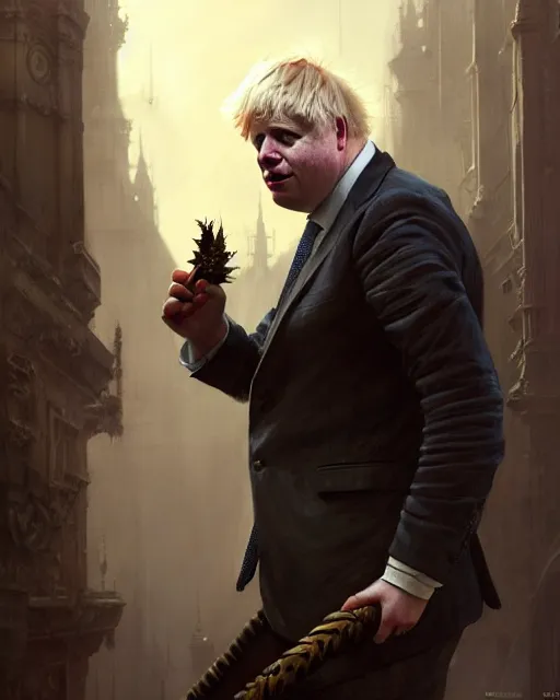 Prompt: boris johnson as a bugger king server, character portrait, ultra realistic, concept art, intricate details, highly detailed by greg rutkowski, gaston bussiere, craig mullins, simon bisley