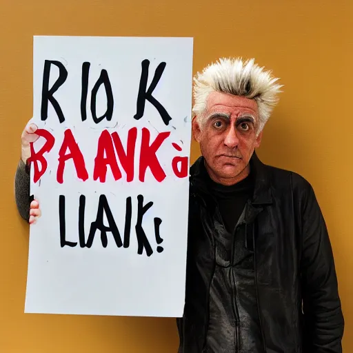 Image similar to rick sanchez holding up a blank sign