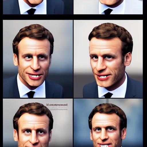 Image similar to Ice cream Emmanuel Macron wearing katanad, realistic, photo studio, HDR, 8k, trending on artstation
