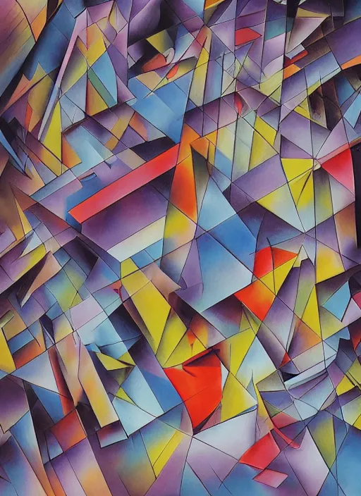 Prompt: A surreal painting of a shattered abstract cubism 3d origami cityscape made of expressive abstract exploded calligraphy font in a tunnel-like 3 point perspective by hr giger and Vladimir kush by dali by kandinsky, 3d, realistic shading, complimentary colors, neon tint, aesthetically pleasing composition, masterpiece, 4k, 8k, ultra realistic, super realistic,