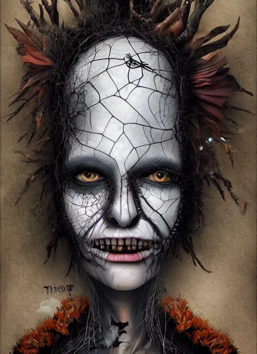 Image similar to halloween witch theme surrealist art in the styles of igor morski, jim warren, and a tim burton film, intricate, hyperrealistic, accurate facial details, volumetric lighting