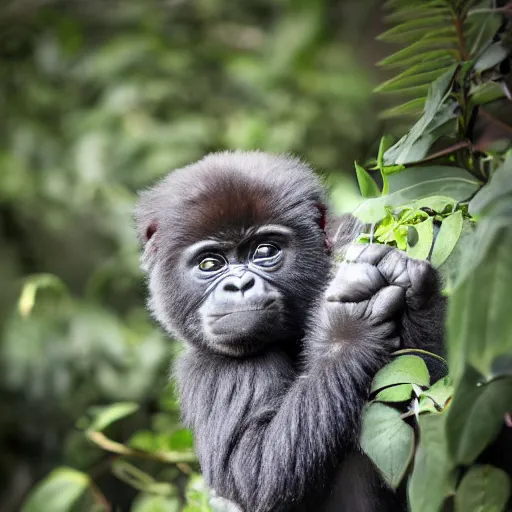 Image similar to a gorilla kitten, 8 k, 4 k, professional photography, award winning photo