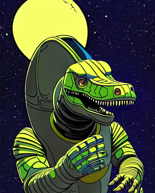 a dinosaur wearing a spacesuit, illustration by jack | Stable Diffusion ...