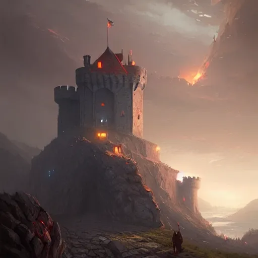 Prompt: Castle on the rock, Unreal Engine, Greg Rutkowski, ArtStation