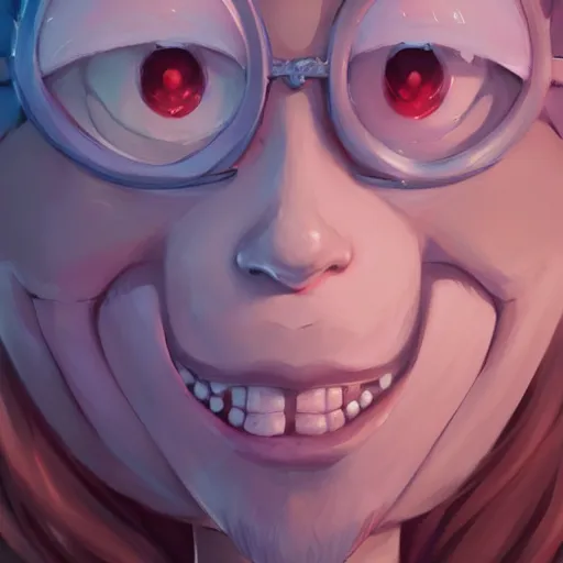 Image similar to a portrait of a cinematic still of the happy mask salesman, art by lois van baarle and loish and ross tran and rossdraws and sam yang and samdoesarts and artgerm and saruei and takaya imamura, digital art, highly detailed, intricate, sharp focus, trending on artstation hq, deviantart, unreal engine 5, 4 k uhd image