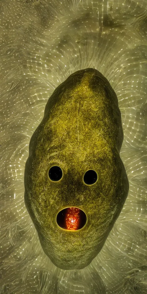 Image similar to bioluminescent deep sea creature, translucent alien biology, 8k photo, award winning