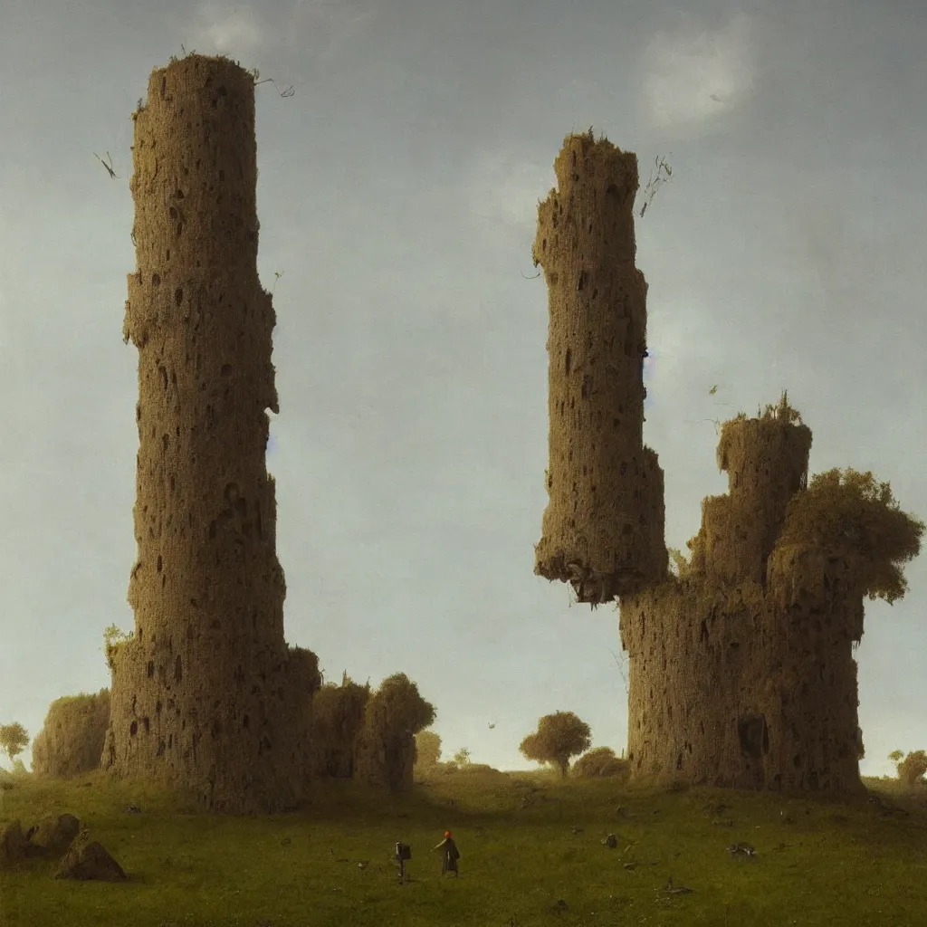 Prompt: a single colorful!! simple! fungus tower clear empty sky, a high contrast!! ultradetailed photorealistic painting by franz sedlacek, jan van eyck, simon stalenhag, hard lighting, masterpiece, png