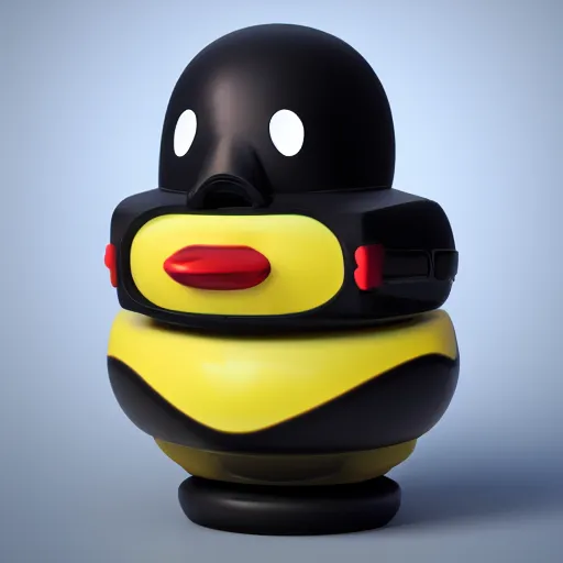 Image similar to a centered detailed render of a cybernetic enhanced rubber ducky, unreal engine render