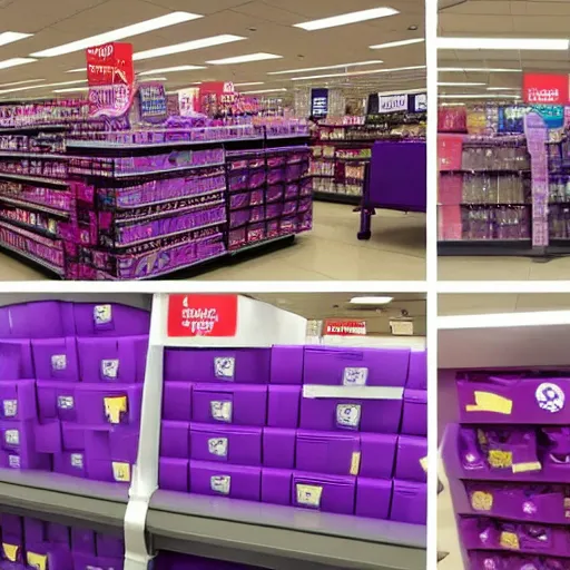 Prompt: target store flooded with purple slurm