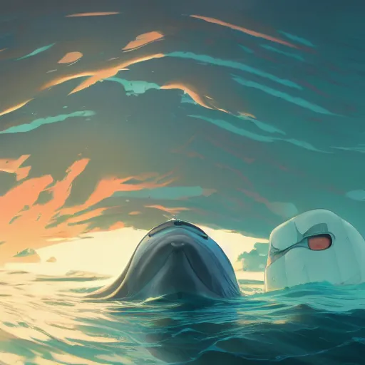 Image similar to Herman Melville as Moby the White Whale, ambient lighting, 4k, anime key visual, lois van baarle, ilya kuvshinov, rossdraws, artstation