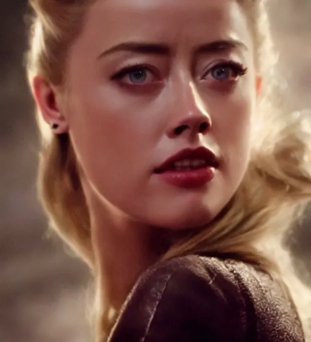 Image similar to amber heard in star wars, movie still frame, hd, remastered, cinematic lighting