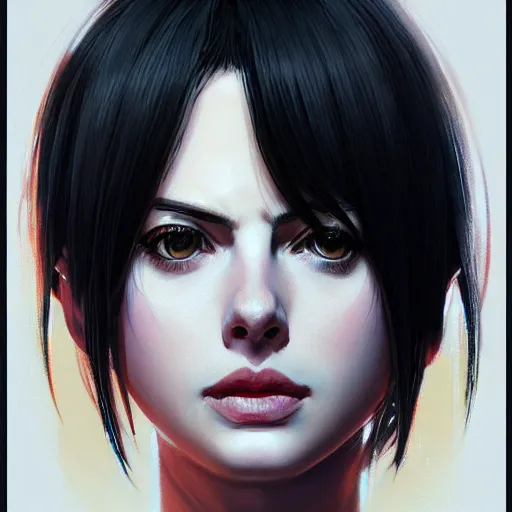 Image similar to ann hathaway portrait as manga girl, realistic shaded perfect face, fine details. anime. realistic shaded lighting poster by ilya kuvshinov katsuhiro otomo ghost - in - the - shell, magali villeneuve, artgerm, jeremy lipkin and michael garmash and rob rey