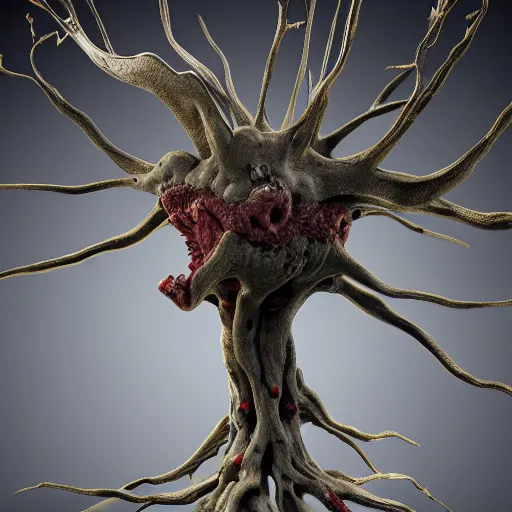 Image similar to neuron dendritic monster, t - pose, hyperrealistic, hyperdetailed, vray, 5 5 mm