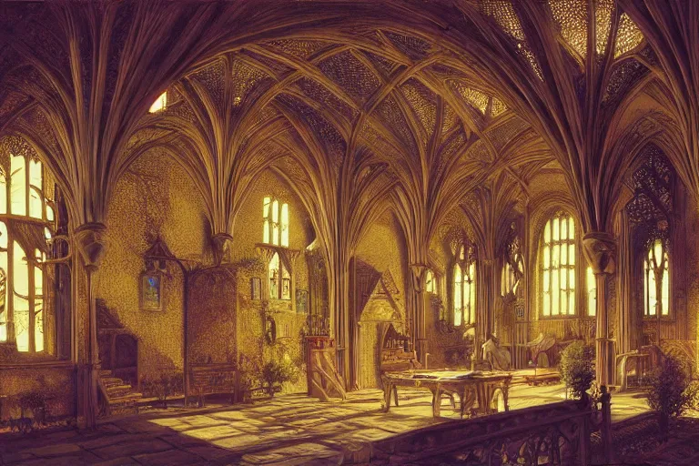 Image similar to elaborate dense beautiful scene from redwall abbey by brian jacques and zaha hadid