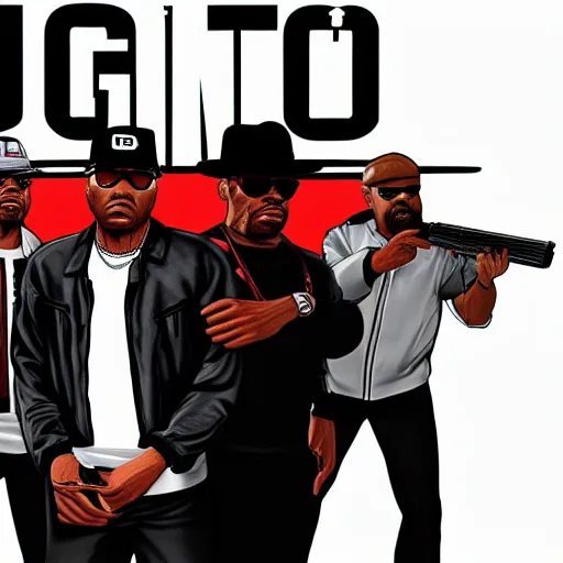 Image similar to Run-DMC in GTA V, cover art, no text