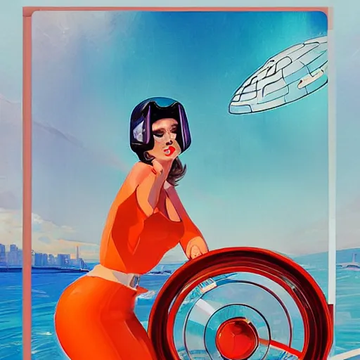 Image similar to retro futuristic concept by sydney jay mead