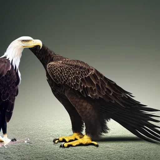 Image similar to eagle morphed with tyrannosaurus, real photo taken in zoo, realistic proportions,