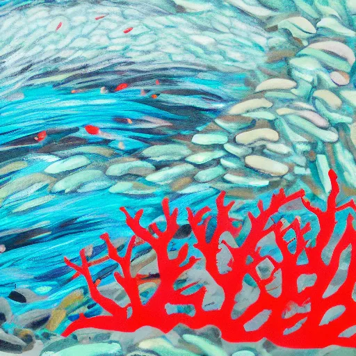 Prompt: coral reef, acrylic, 2d, minimalistic