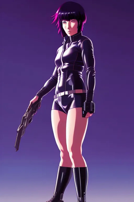 Image similar to a fullbody portrait of motoko kusanagi the major ghost in the shell : : stand alone complex, under repairs, maintenance : : by ilya kuvshinov, rossdraws, artgerm, sola digital arts, anti aliasing, raytracing : :