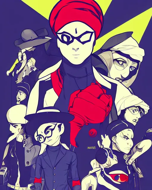 Image similar to A young man wearing a blue turban, beardless, shaven face, middle-eastern, in the style of Persona 5, Persona 5, Persona 5 artwork