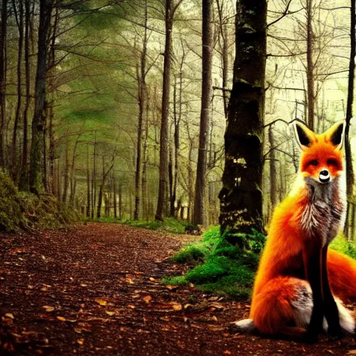 Prompt: a beautiful forest with a fox