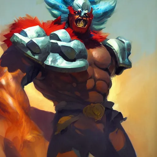 Prompt: greg manchess portrait painting of partially armored akuma from street fighter as overwatch character, medium shot, asymmetrical, profile picture, organic painting, sunny day, matte painting, bold shapes, hard edges, street art, trending on artstation, by huang guangjian and gil elvgren and gerald brom