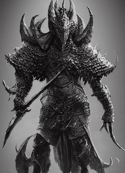 Prompt: а fantasy Proto-Slavic mythology monster in armour inspired by game dark souls, full body, detailed and realistic, 4k, top-artstation, octane render