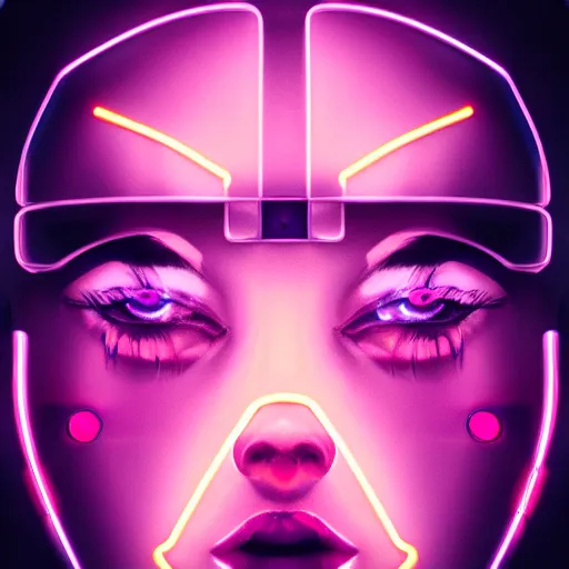 Image similar to realistic fantasy portrait of sad robo girl in neon light, fog around,