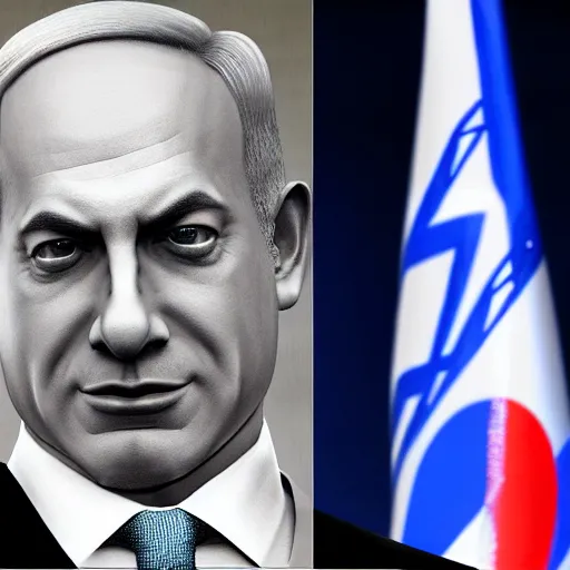 Image similar to portrait of benjamin netanyahu looking like kratos from god of war