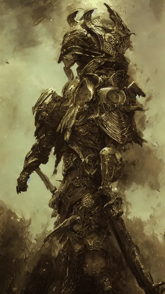 Image similar to zeus god, wearing thunder armor, greek ornamented armor, beksinski, ruan jia, weta workshop concept art