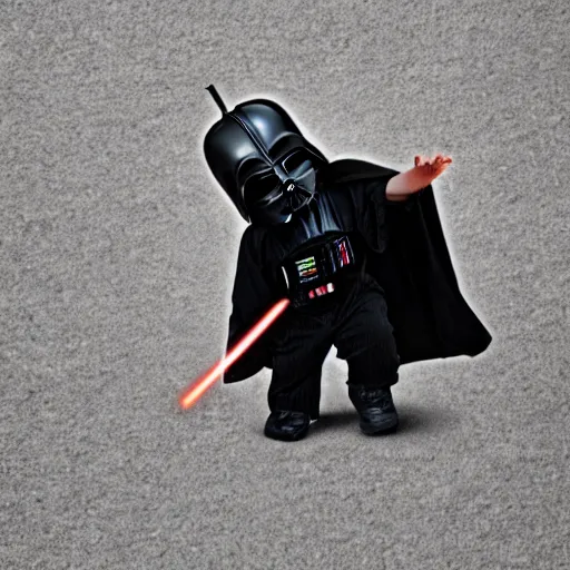 Prompt: A baby Darth vader throwing a tantrum